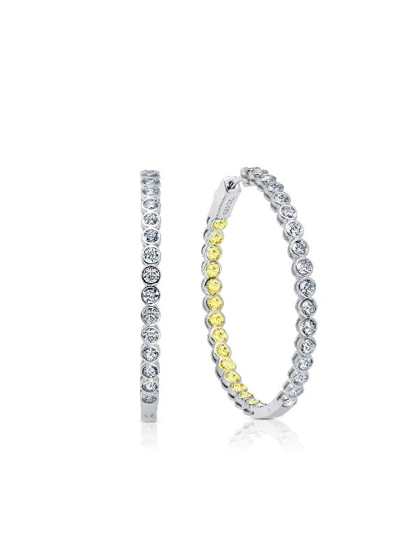 Bezel set canary hoop earrings Sale