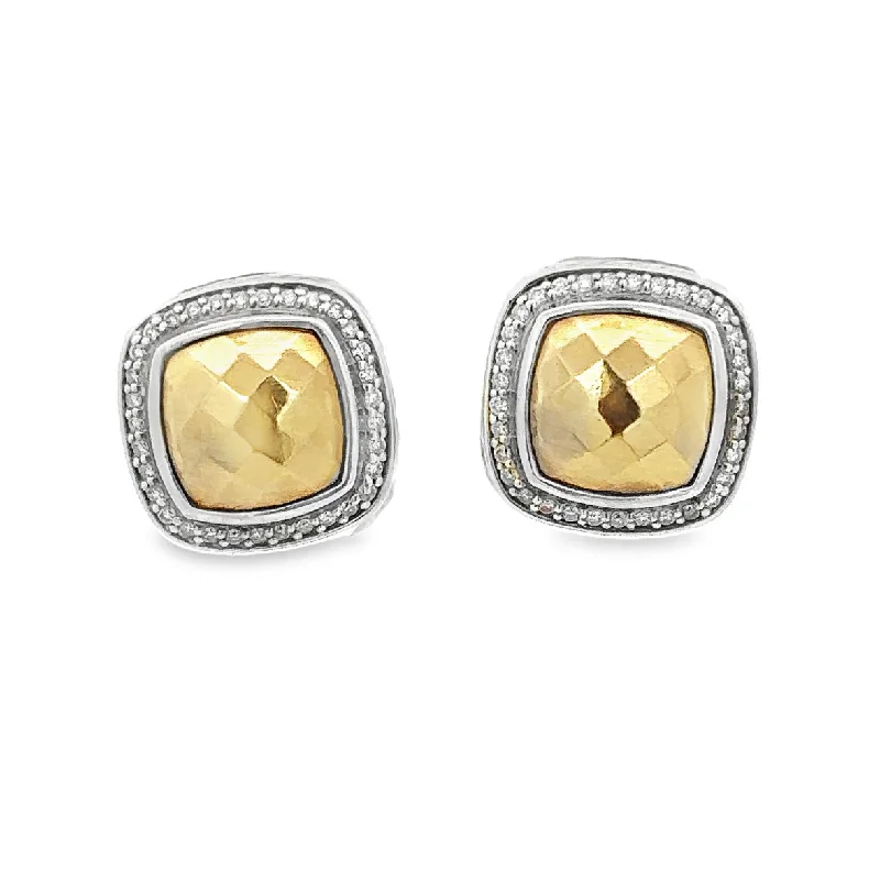 David Yurman Faceted Two Tone Clip-on Earrings