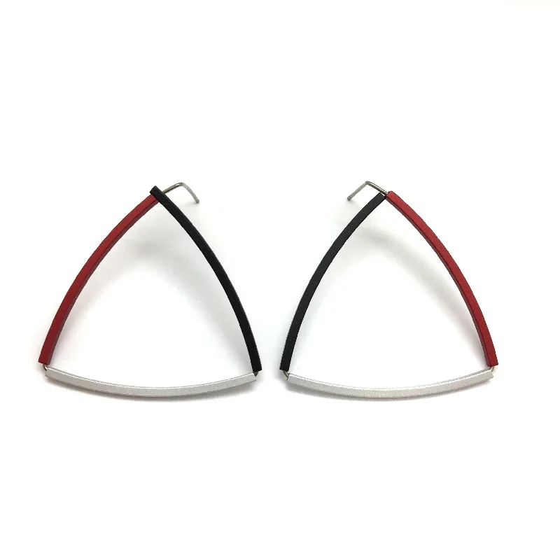 Deep Triangle Bow Earrings Red