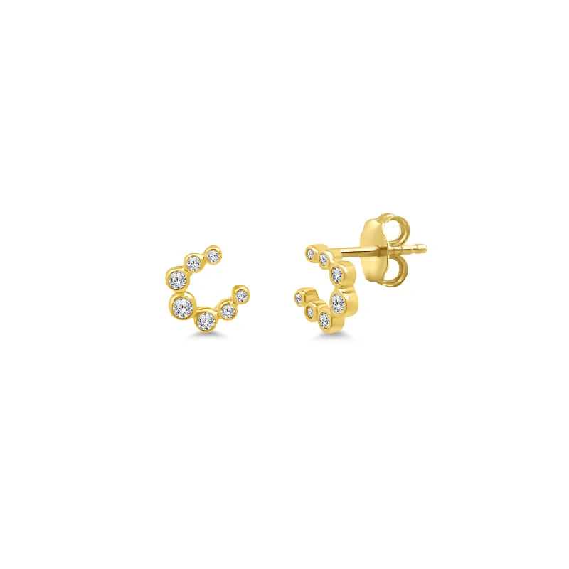 Diamond Bezel Horseshoe Studs