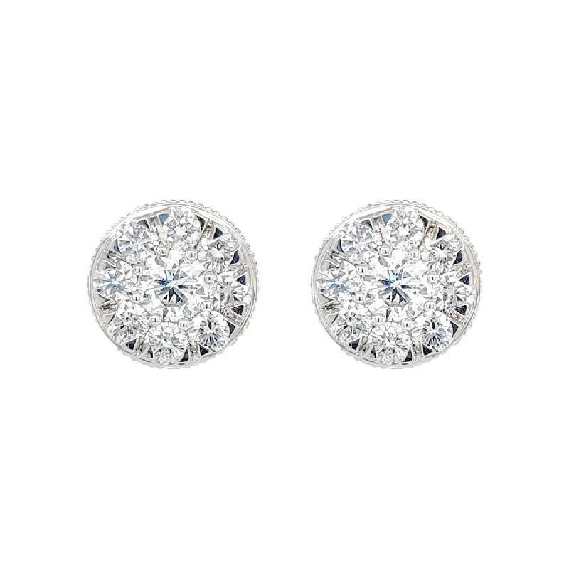 Diamond Cluster Stud Earrings, 1.50 ctw