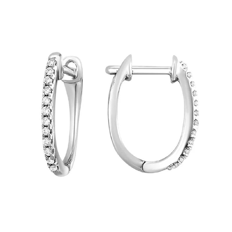 Diamond Oval Huggie Earrings- 0.10 ctw.