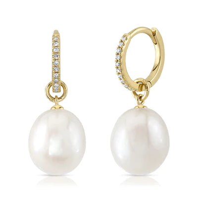 Diamond & Pearl Dangle Earrings