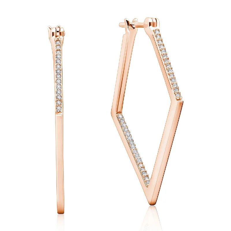 Diamond Shape Pave Hoop Earrings In 18kt Rose Gold Sale