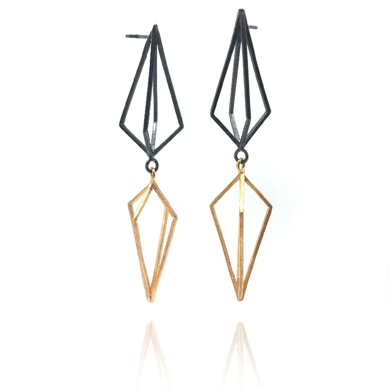 Double Triangle Link Earrings - Gold/Oxi