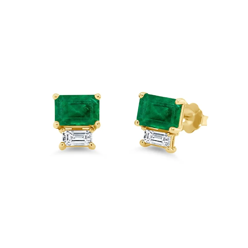 Emerald & Diamond Studs