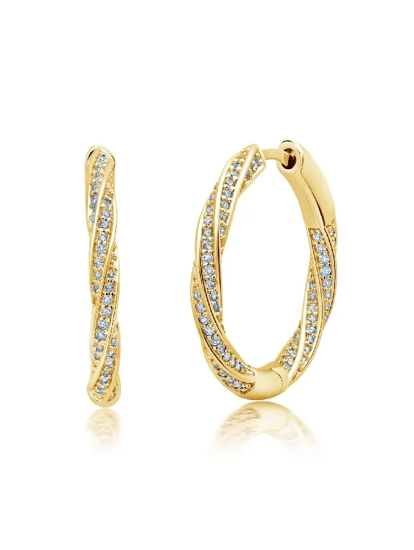 Entwined Interlacing Pave Hoop Earrings Sale