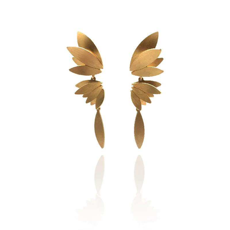 Long Feathered Wing Drops - Gold