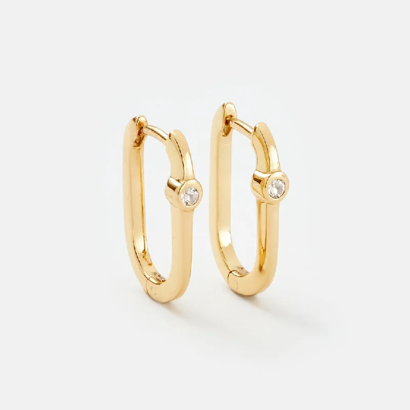 Reversible Midi Gold Hoop with White Topaz