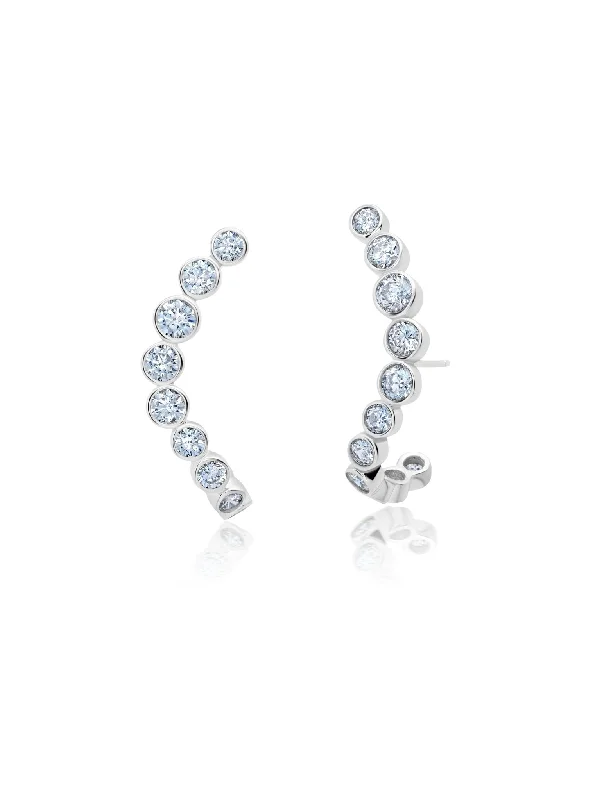 Graduated Bezel Set Climbing Earrings Sale