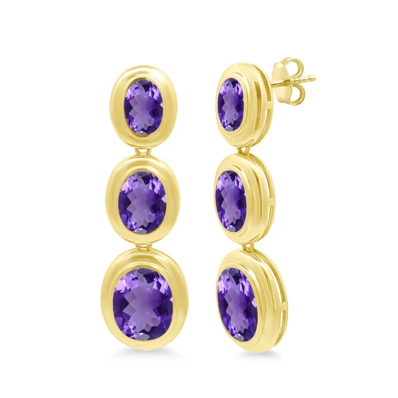 Graduated Oval Gemstone Earrings