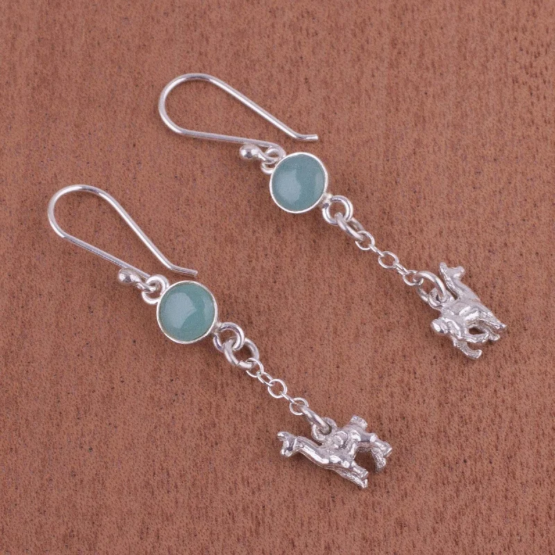 Handmade Sterling Silver 'Llama Light' Opal Earrings (Peru)