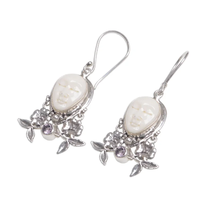 Handmade Sterling Silver 'Mother Earth Sleeps' Amethyst Earrings (Indonesia)