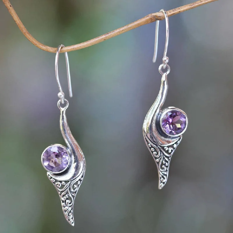 Handmade Sterling Silver Treasure Amethyst Earrings (Indonesia)