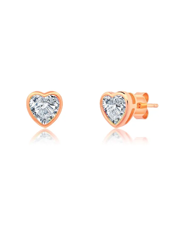 Heart Shaped Bezel Set Stud Earring Sale