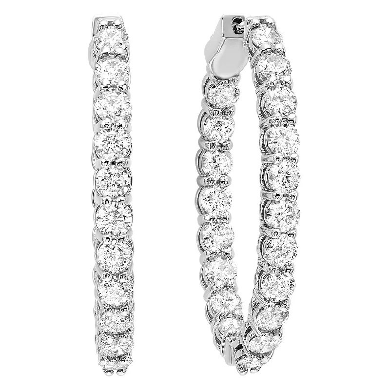 Inside Out Diamond Oval Hoop Earrings- 1.00 twt