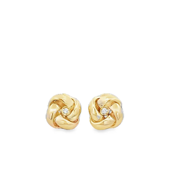 Knot Style Diamond Earrings in Yellow Gold