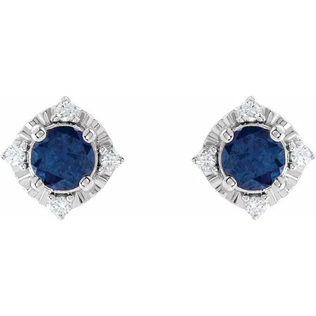 Lab Created Sapphire Earrings with Diamonds