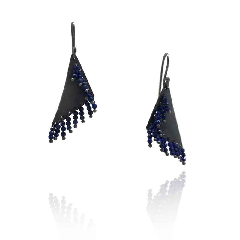 Lapis Triangle Fringe Dangles