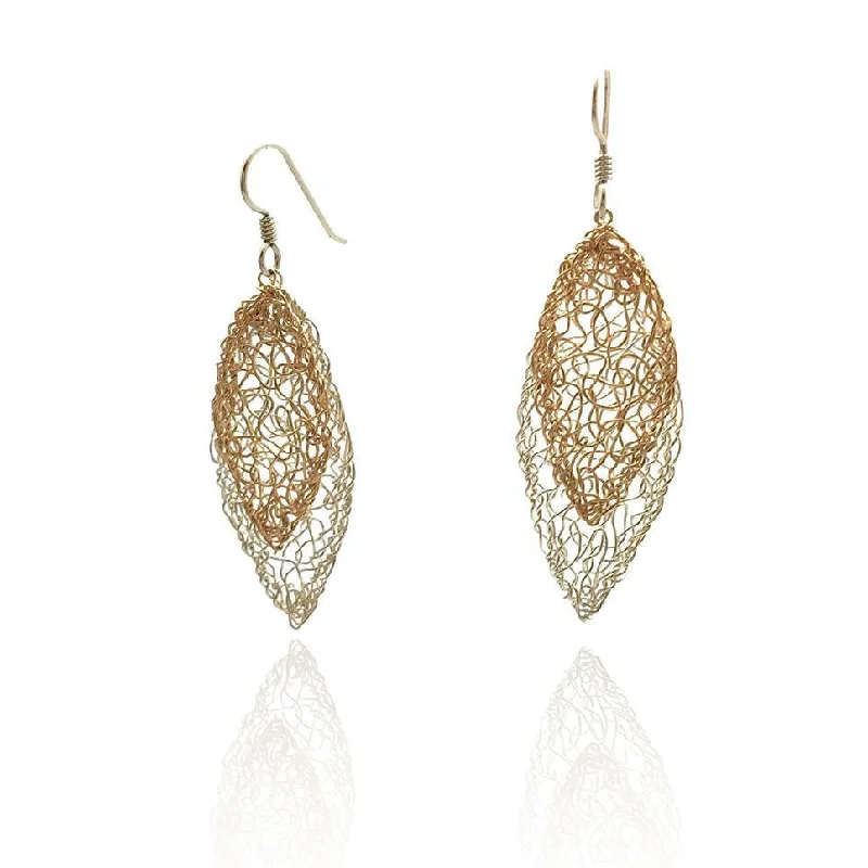 Large Layered Leaf Earrings - Gold/Silver