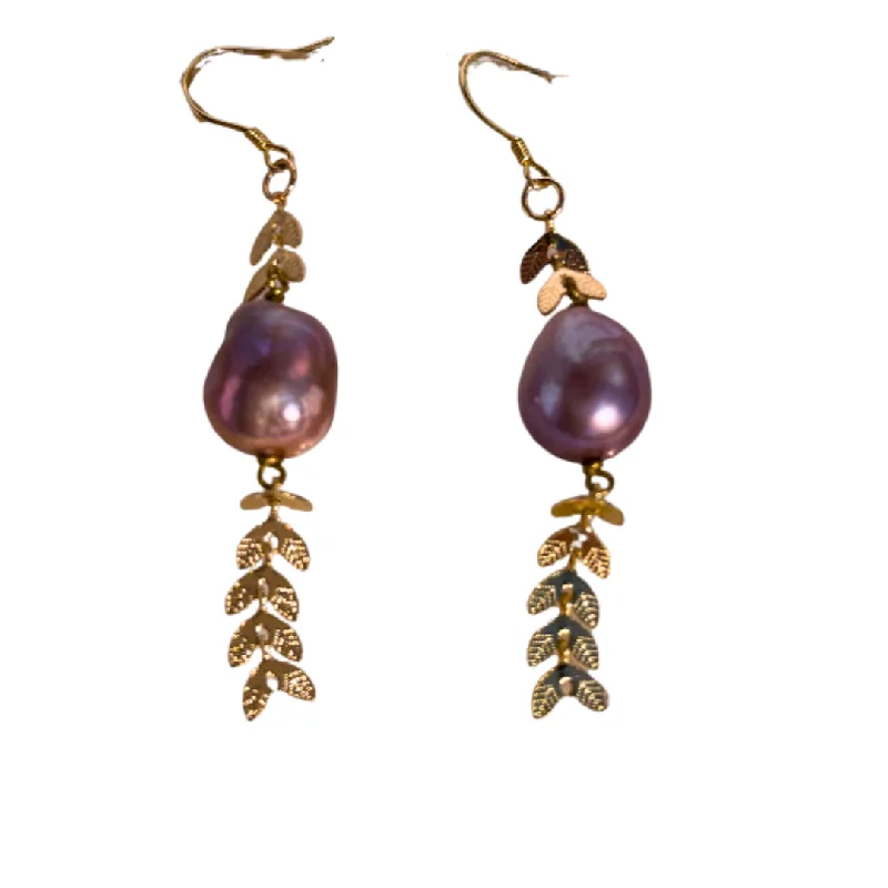 Leafy Pink Earrings