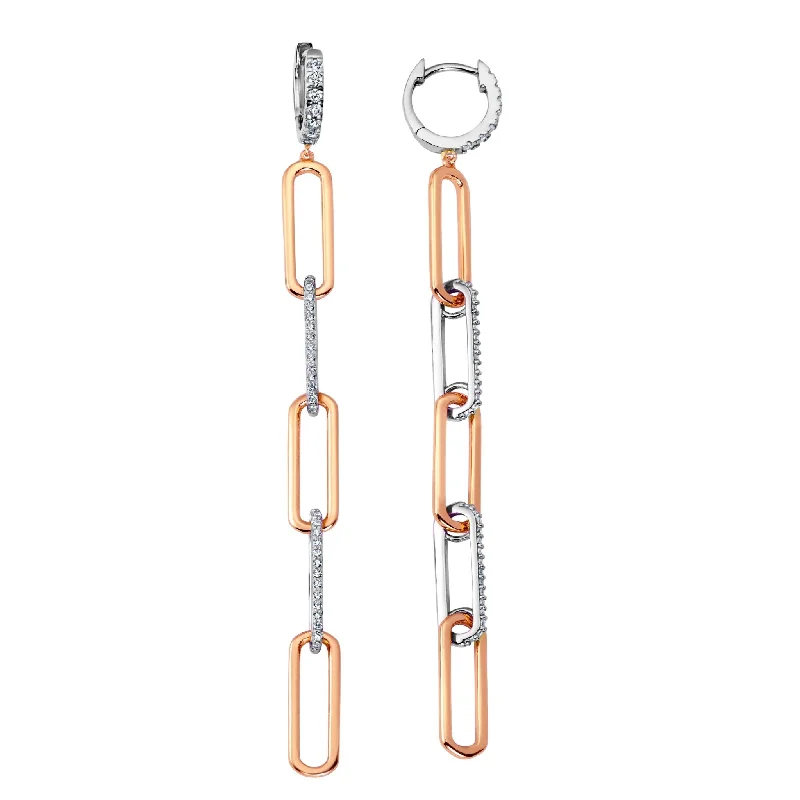 Two Tone Huggie Open Link Earrings Finished in 18kt Rose Gold Sale