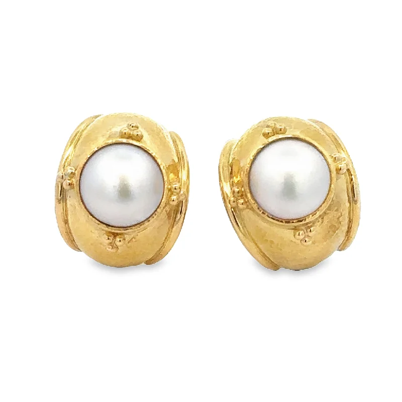 Mabe Pearl Clip-On Earrings by Elizabeth Locke