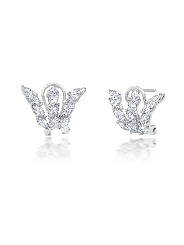 Fleur Di Lis Huggie Earring in Platinum