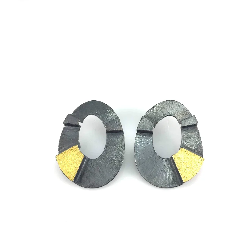 Medium Architects Earrings in Black and Gold