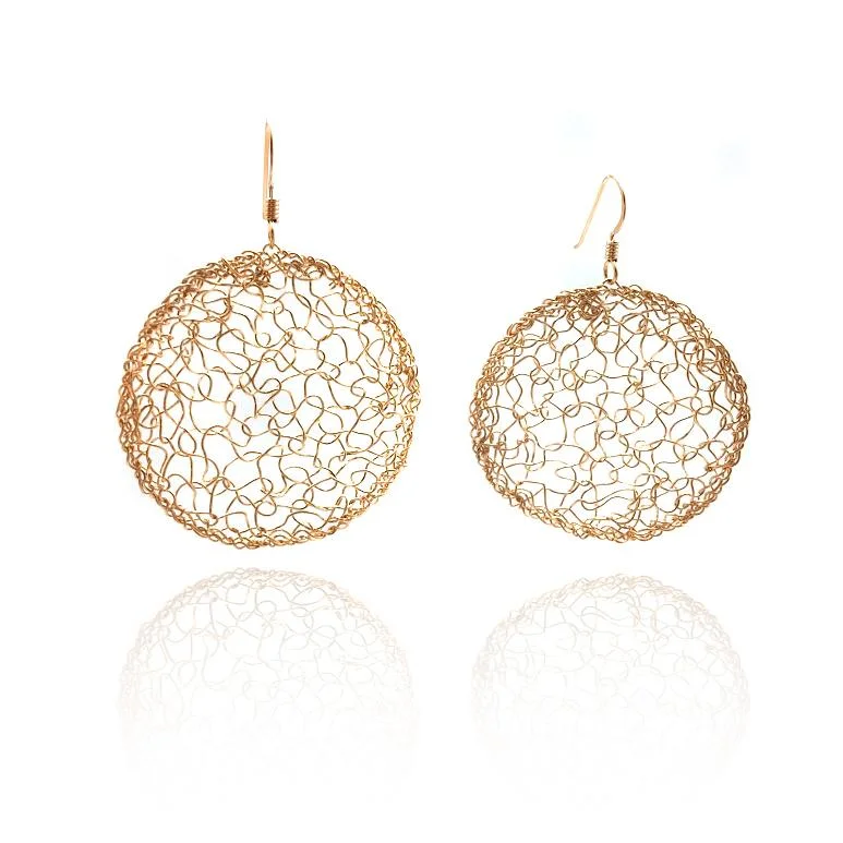 Medium Gold Woven Circle Drops