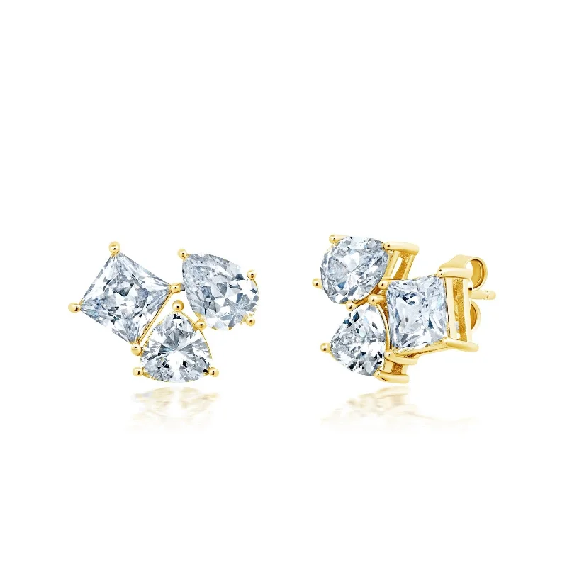 Multicut 3 Stone Post Earring Sale