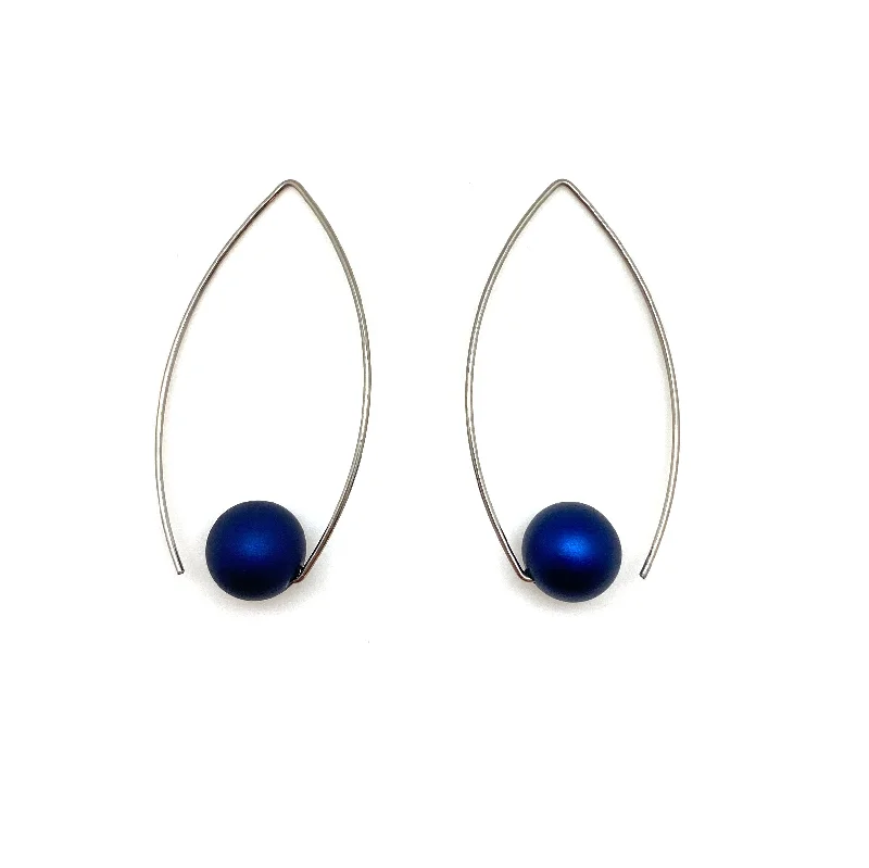 Navy Blue Inverted Sphere Earrings