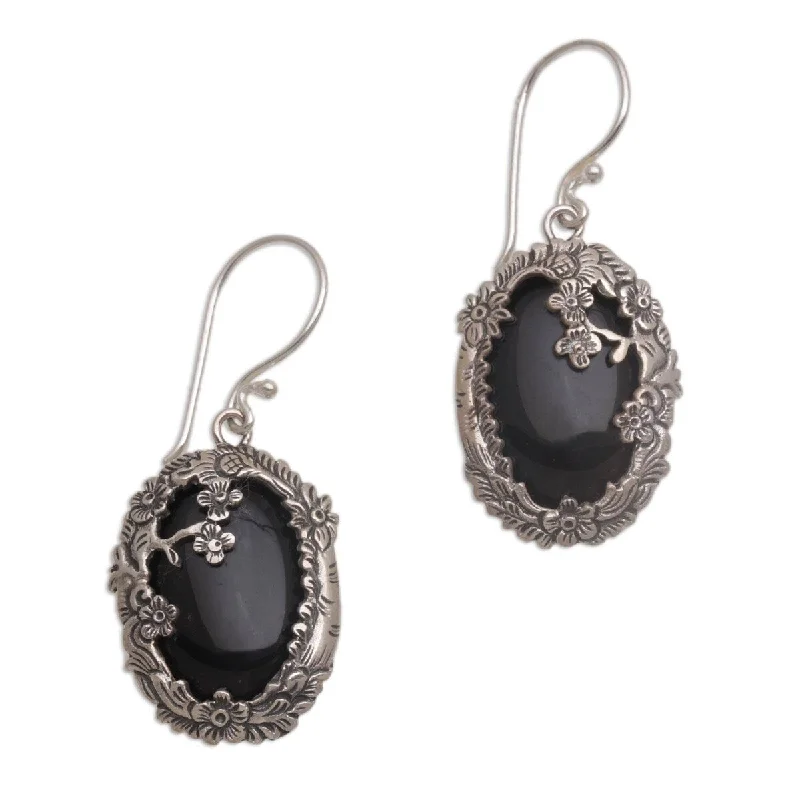 NOVICA Dreamy Forest, Onyx dangle earrings - 1.5L*0.7W