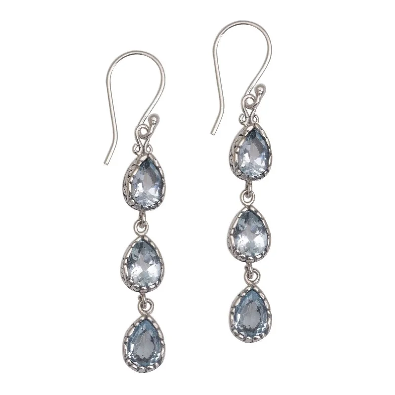 NOVICA Eternity Drop, Blue topaz dangle earrings - 2L*0.2W