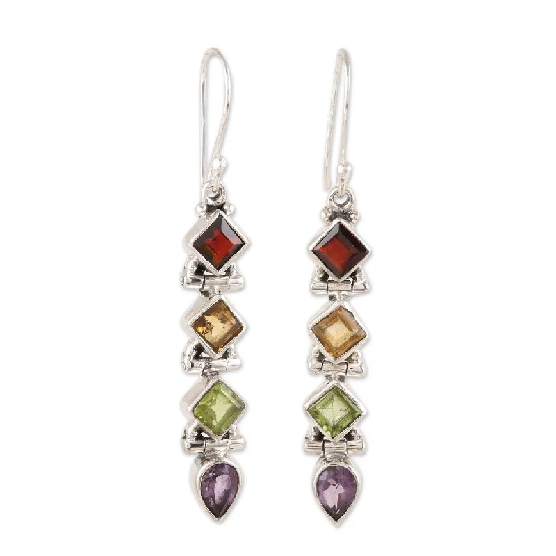 NOVICA Gemstone Fusion, Multi-gemstone dangle earrings - 2.1*0.3