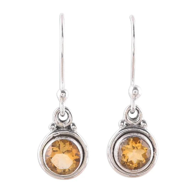 NOVICA Glistening Circles, Citrine dangle earrings - 1.1*0.3