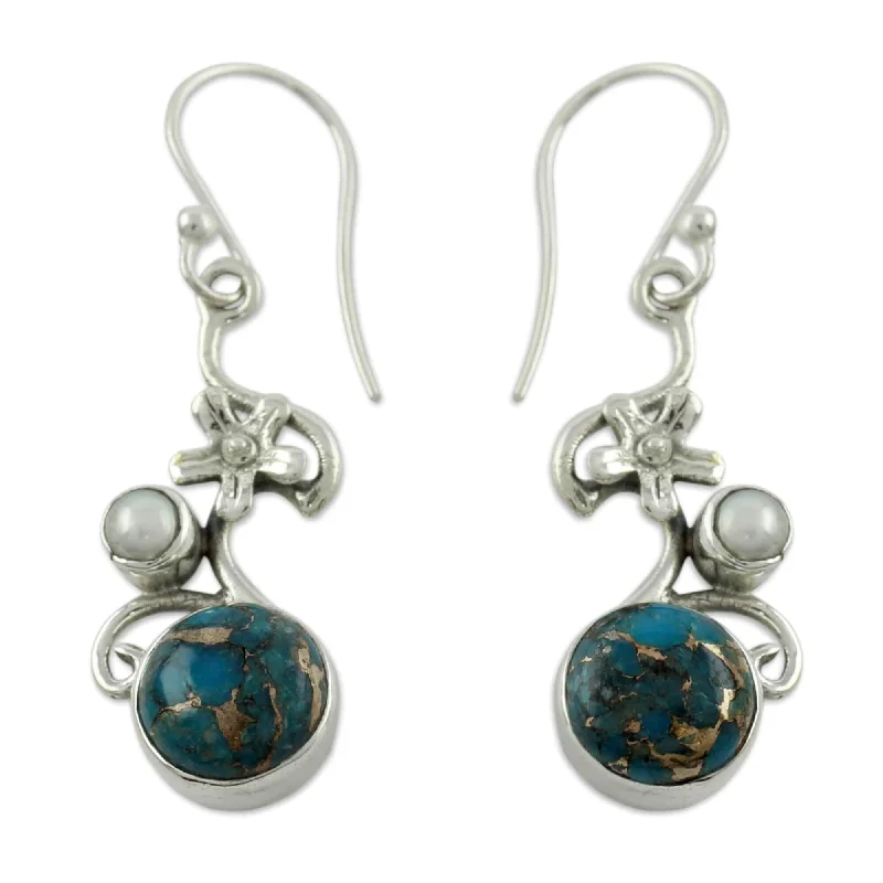 NOVICA Handmade Sterling Silver 'Unique' Turquoise Earrings (india)