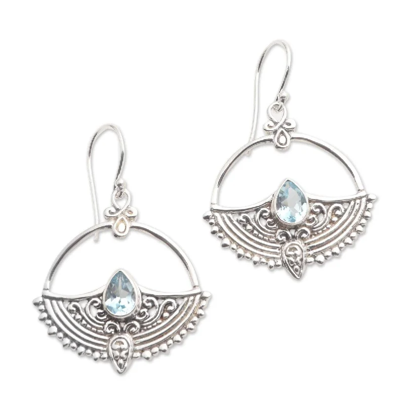 NOVICA Joyous Tears, Blue topaz dangle earrings - 1.6*1.1