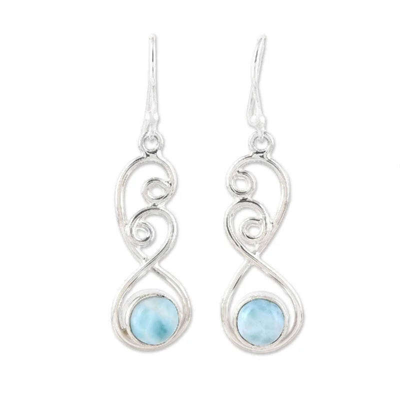 NOVICA Sky Swirl, Larimar dangle earrings - 1.8*0.4