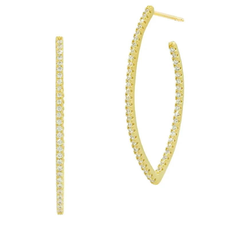 Allover Pointed Oval Pavé Hoop Earring