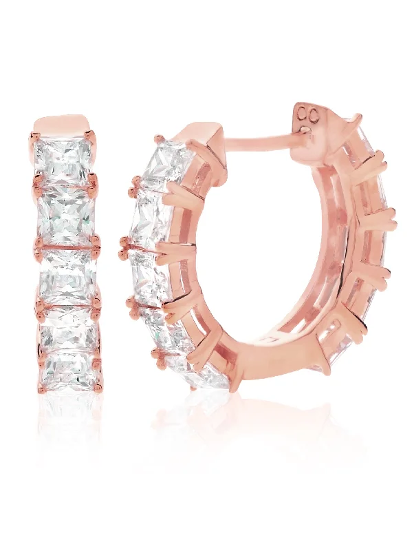 Princess Hoop Earrings Finished in 18kt Rose Gold