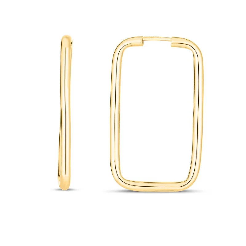 Rectangular Hinged Endless Hoop Earrings in 14k Yellow Gold