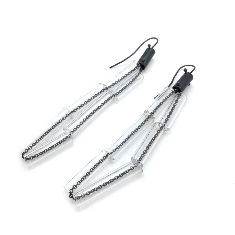 Single Glass Layer Tube Earrings