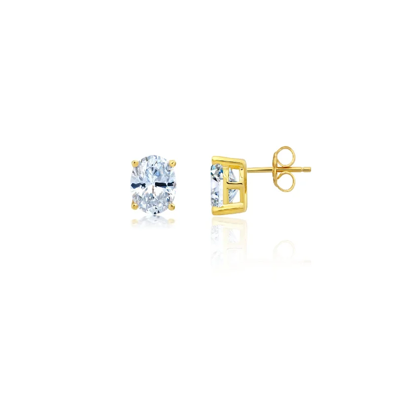 Small Oval Cut Solitaire Post Earrings Sale