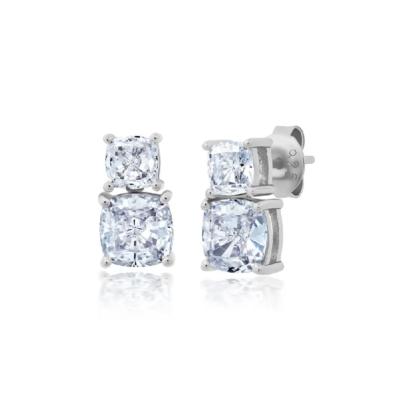 Small Stacked Cushion Cut Earrings