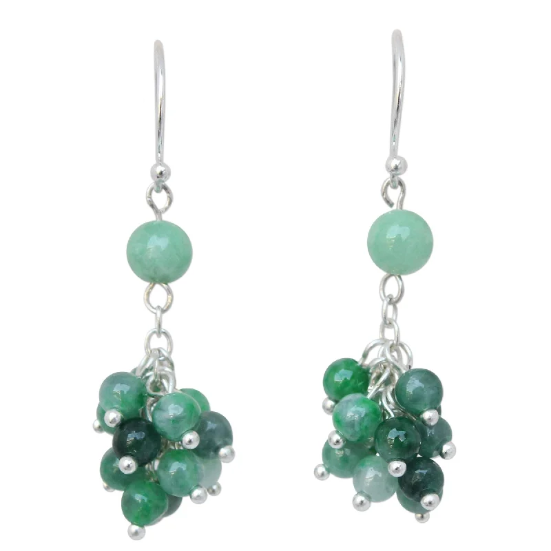 Sterling Silver Abundance Jade Earrings