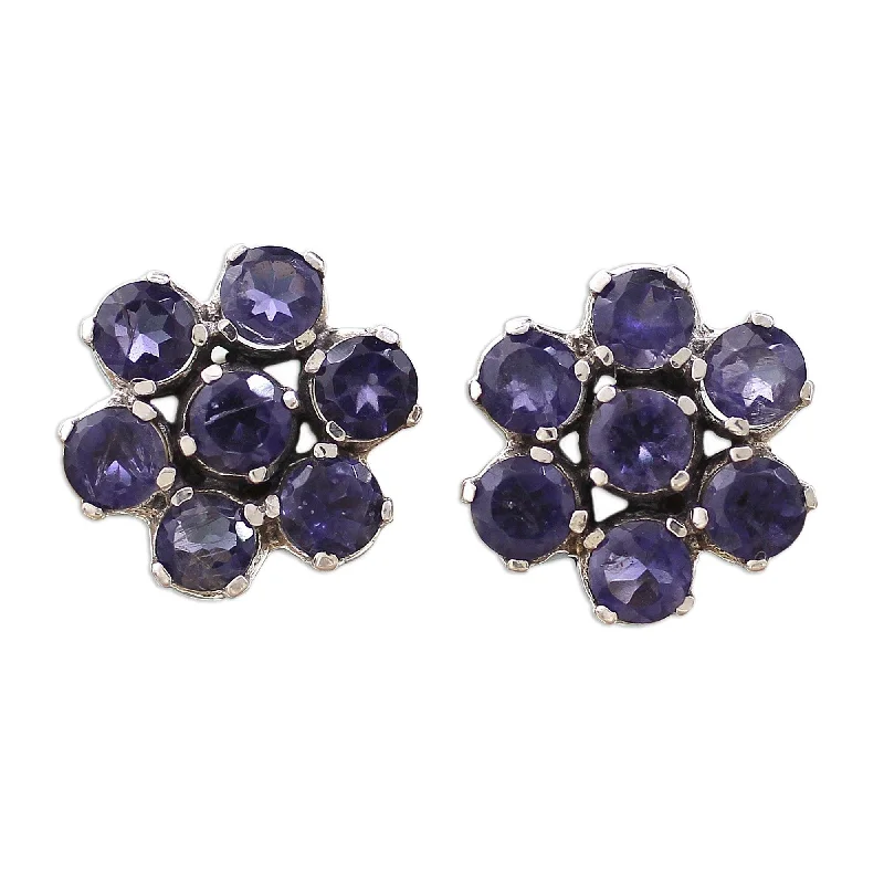 Sterling Silver Iolite Cornflowers Earrings