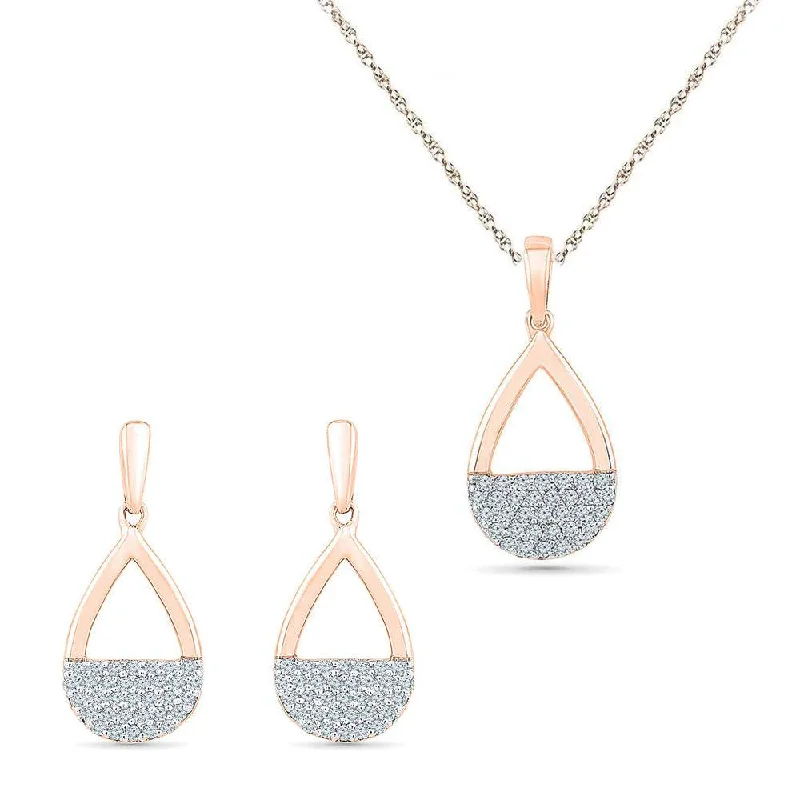 Teardrop Diamond Necklace and Dangle Earrings Gift Set