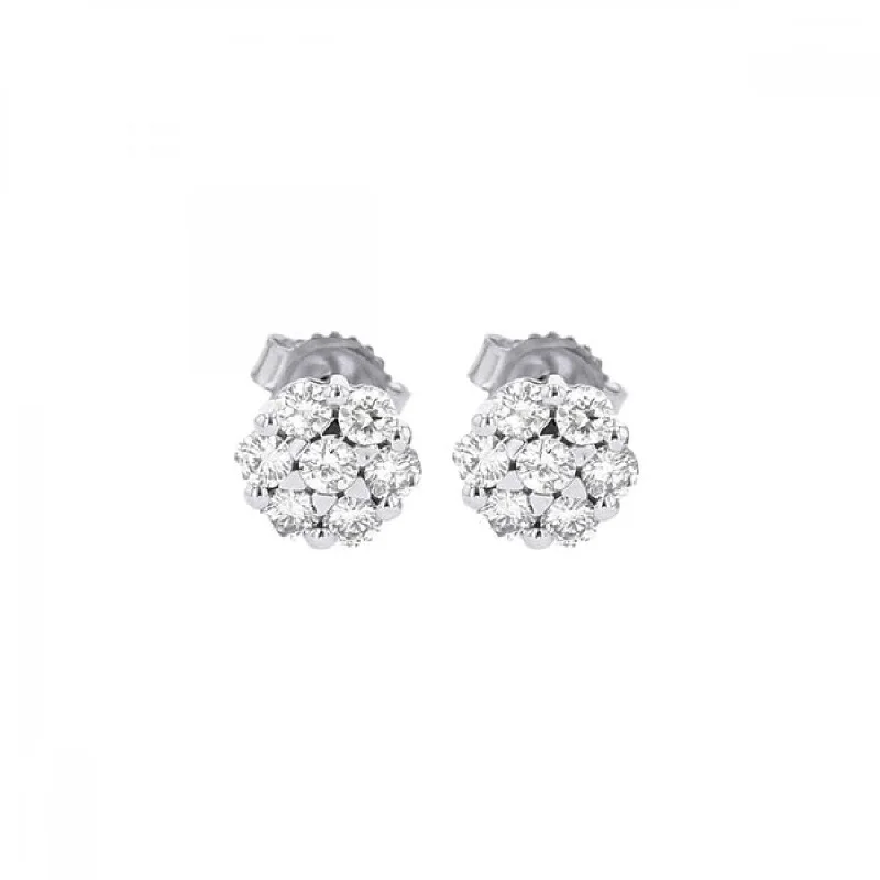 Timeless Round Cut Diamond Cluster Stud Earrings, 0.10 cttw