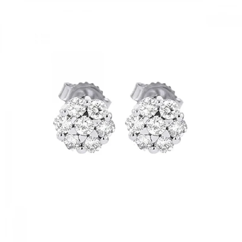 Timeless Round Cut Diamond Cluster Stud Earrings, 0.25 cttw